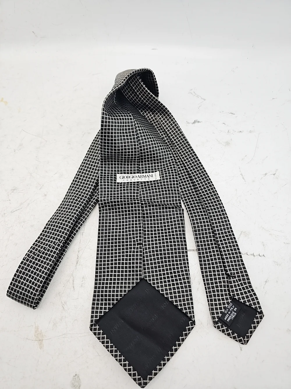 Giorgio Armani Black & White Grid Silk Tie